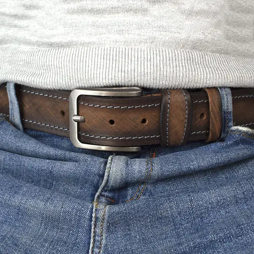 Ремінь чоловічий батальний 145 см шкіряний під джинси коричневий SF-4011 XXL - фото 9