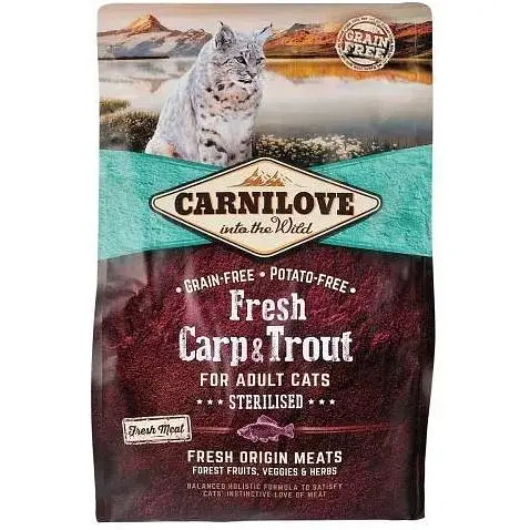 Сухой корм Carnilove Fresh Carp & Trout для стерилизованных кошек рыба 2 кг - фото 4