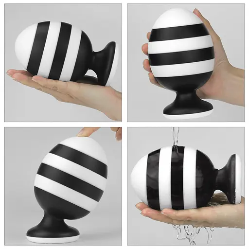 Анальна пробка LoveToy X-Missioner 14 см (чорно-білий) - фото 21