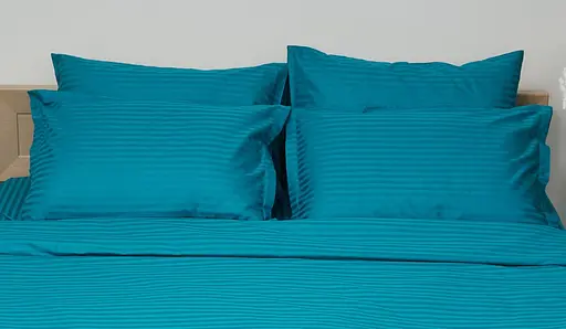 Набір наволочок Moon&Star Satin Stripe Turkish Blue 50х70 см 2 шт - фото 1