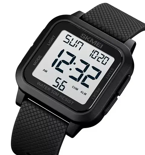 Чоловічий наручний годинник Skmei 1894 (Чорний з білим циферблатом) - фото 3