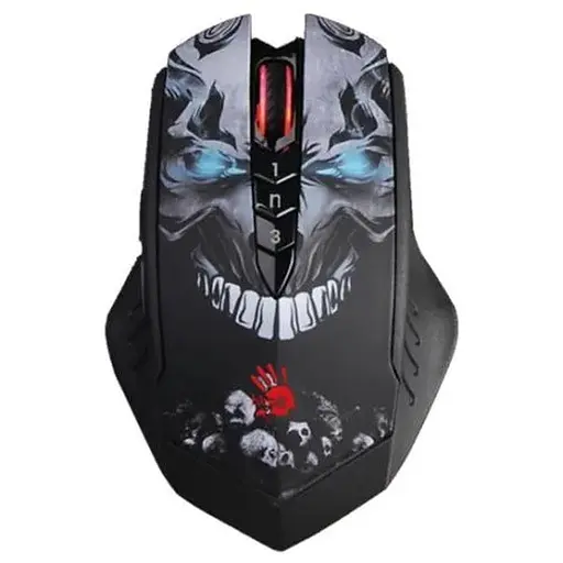 Мышь Bloody R80 Plus Skul Black, Laser, Wireless+USB, 4000 cpi, metal feet, подсветка