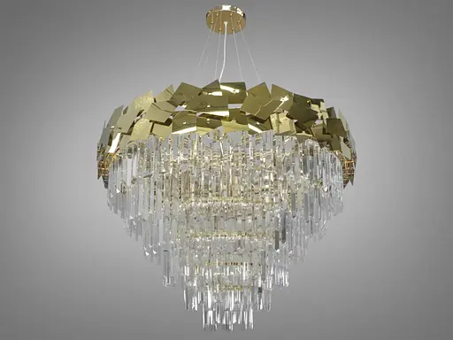 Элитная, магическая хрустальная люстра на 22 лампы, диаметром 80 см, цвет-золо - фото 2
