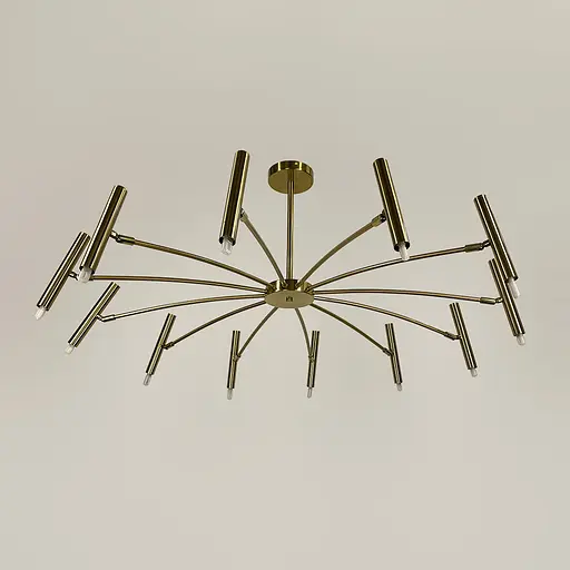 Латунна трубчаста люстра з 12 регулюючими плафонами | Арт. ST01/12 AB | Line F - фото 3