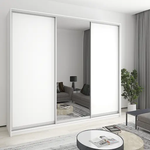 Шафа-купе тридверна MebelStar Комбо AL 2ДСП/Дзеркало 270x60x240 см Аляска білий (MBS-2109)