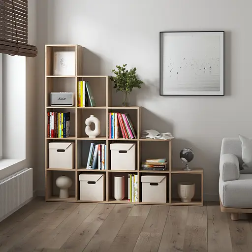 Книжная полка стеллаж Vays M-5 с 15 ячейками этажерка для дома игрушек и декора ЛДСП 178x29x178 см - фото 3