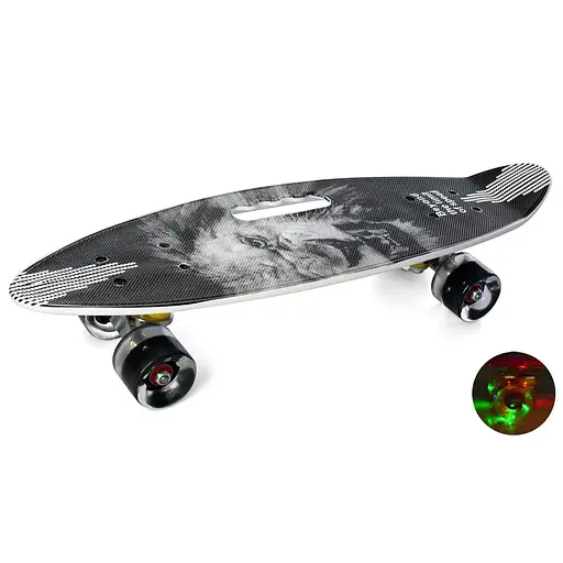 Скейт пенни, 60x16 см, алюминиевая подвеска, ручка, PU колеса со светом, антискольжение