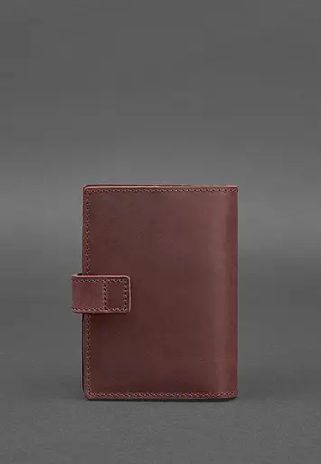 Кожаная обложка для паспорта 5.0 (с окошком) бордовая Crazy Horse - фото 5