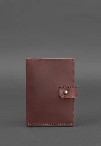 Кожаная обложка для паспорта 5.0 (с окошком) бордовая Crazy Horse - фото 2