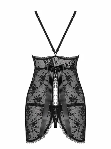 Пеньюар та трусики-стрінги Obsessive Behindy L/XL чорний - фото 7