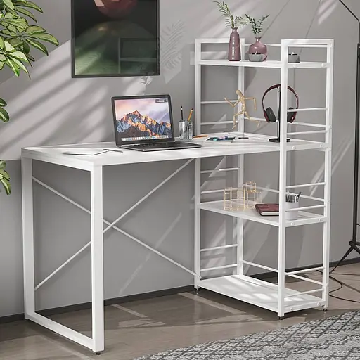 Письмовий стіл Ferrum-decor Серії Конект з етажеркою 75x120x60 білий ДСП Біле 16мм (FRD-104225)