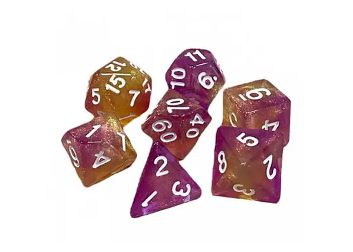 Набір кубиків Double Color Glitter 7 Dice Set - Yellow-Pink , 7 шт. (g7dglitdc12)