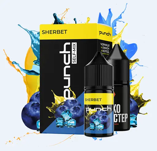 Набор компонентов для самозамеса солевой заправки Punch 30 мл Sherbet Шербет с черникой и лимоном, 0-65 мг (17387)