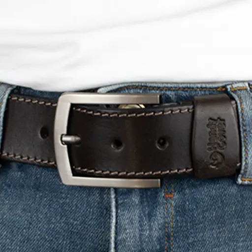 Ремінь чоловічий шкіряний зі строчкою Handycover HC0072 коричневий (125 см) - фото 4