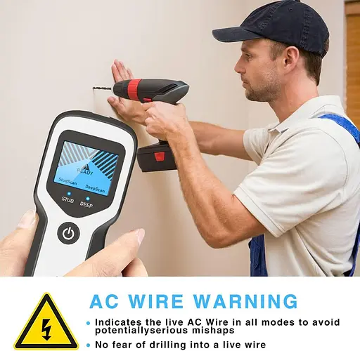 Детектор стін FOLAI Finder для пошуку по краях та центру деревини, проводів змінного струму під напругою, металевих шипів - фото 5