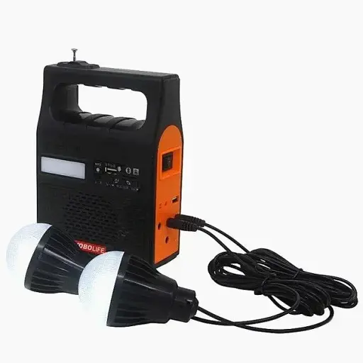 Зарядная солнечная станция Yobolife 3601-LM 6V Powerbank + фонарь + FM радио + MP3 + 2 лампы - фото 2