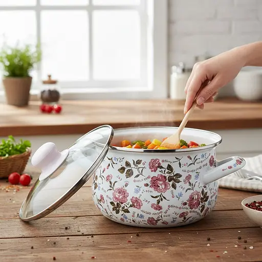 Кастрюля Verona эмалированная со стеклянной крышкой 3 л (VR-0003-20) - фото 7