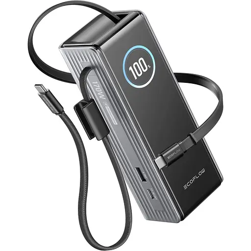 Павербанк EcoFlow RAPID Power Bank з кабелями Gray 25 000 mAh / 170 Вт (EF-RAPID25K100W-S-EU) - фото 3