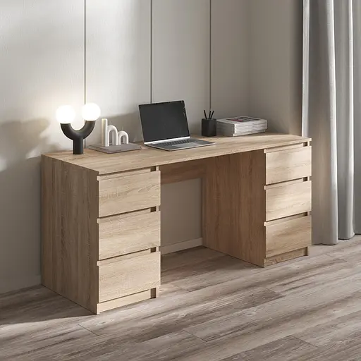 Компьютерный стол Vays R-2, письменный с 2 тумбами, 6 ящиков без ручек, ЛДСП 160×60×75 см - для дома, офиса - фото 7