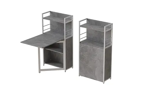 Стол книга с этажеркой Практик 1 Ferrum-decor 1200x640x990 Белый металл ДСП Бетон 16 мм (FRD-104624)