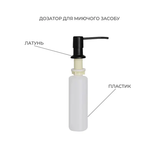 Кухонна мийка Lidz Handmade H7849BR інтегрована крило зправа BlackPVD у комплекті з дозатором та корзиною, Чорний - фото 5