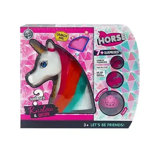 Голова для причесок Единорог LK1076, свет, звук, сюрпризы, в коробке (6990876431760) Белый - фото 1