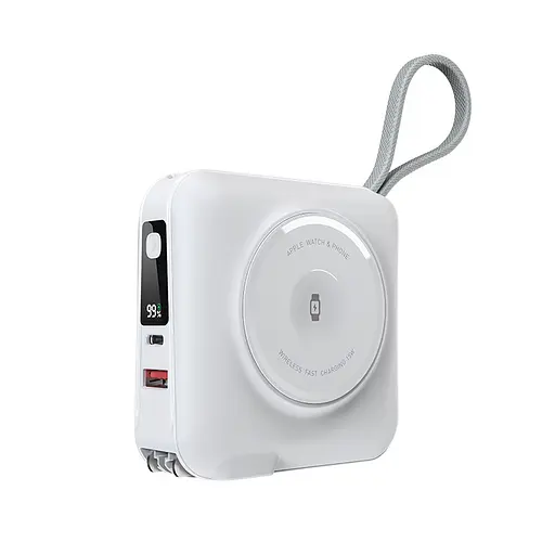 Портативний ЗП Power Bank WIWU Wi-P051 6 in 1 PD45W з БЗП+iWatch 15000 mAh White - фото 5