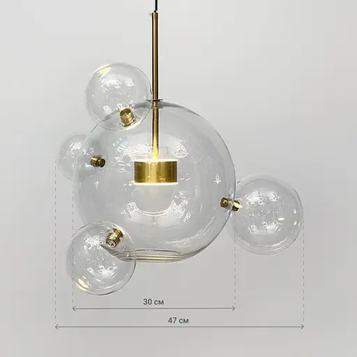 Підвіс-молекула в латунному корпусі Ø 30 см + 4 кульки | Арт. AA 397-300+4 AB+CL | Line F - фото 6