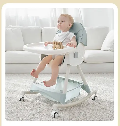 Стульчик для кормления + кресло-качалка 2в1 Оливковый цвет - фото 2