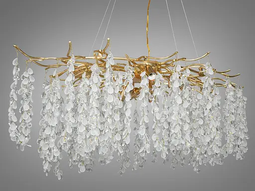 Алюмінієва кришталева люстра Гліцинія витягнутої форми, 10 ламп - фото 2