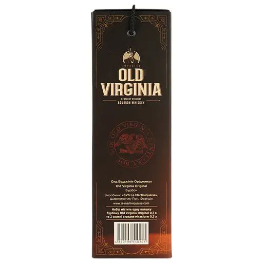 Набір: віскі Old Virginia Kentucky Straight Bourbon Whiskey 40% 0.7 л + 2 склянки - фото 4