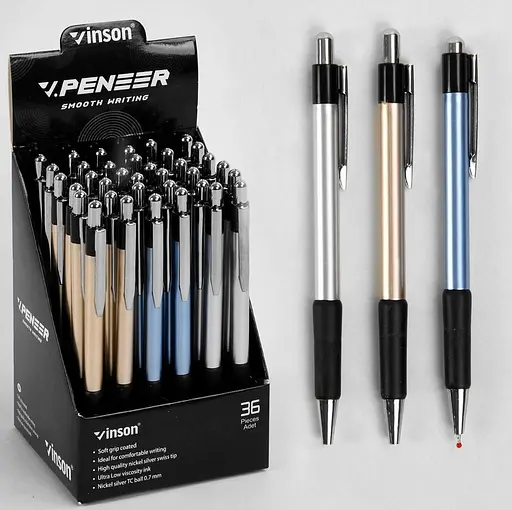 Ручка автоматична Peneer С 37084 Vinson 0,7мм, кулькова синя, ціна за 1штуку (6900067370846) - фото 1