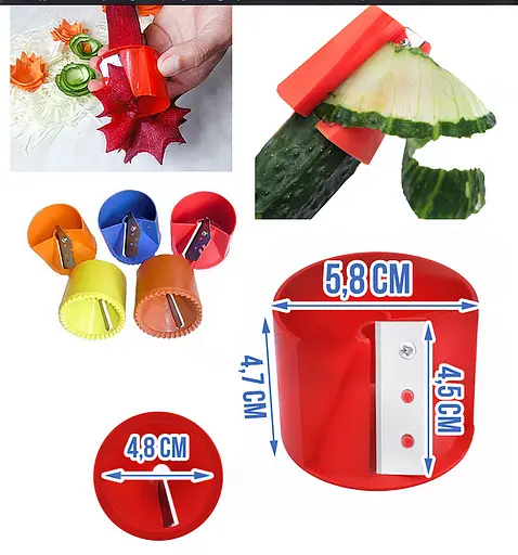 Воронкоподібна овочерізка ніж для карвінгу та прикрас страв декоративна точила для овочів (серпантиноріз) 88313 - фото 6