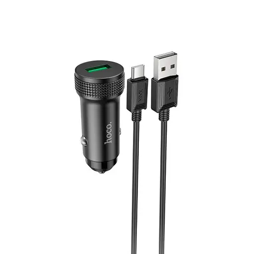Адаптер авто - зарядный комплект HOCO Type-C Cable Level single port car charger Z49A 1USB 18W черный - фото 3