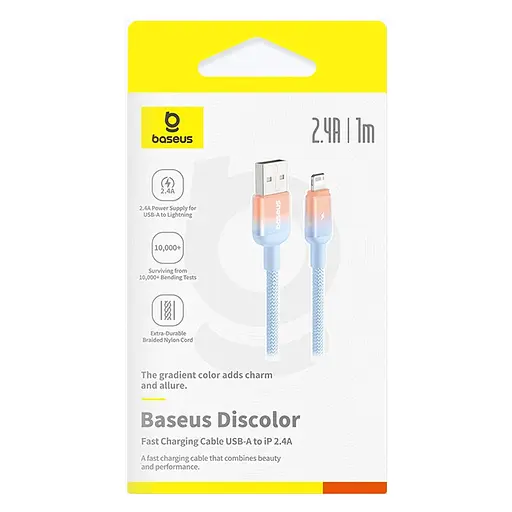 Дата кабель Baseus Discolor Series Fast Charging USB to Lightning 2.4A (1m) (P10374900) Galaxy Blue - фото 8