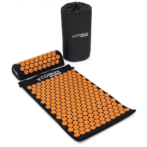 Килимок акупунктурний з валиком Cornix Classic Mat Аплікатор Кузнєцова XR-0111 Black/Orange - фото 3