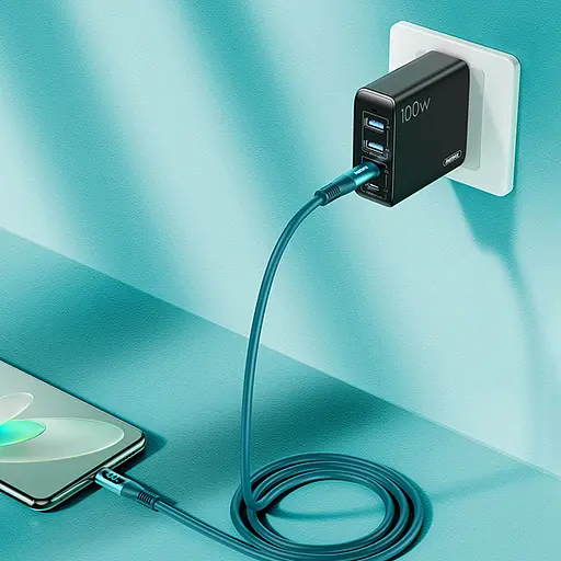 Дата кабель для зарядки с дисплеєм Remax RC-C032 Type-C - Type-C 100W/5А 1,2м Прорезиненный Grey - фото 2