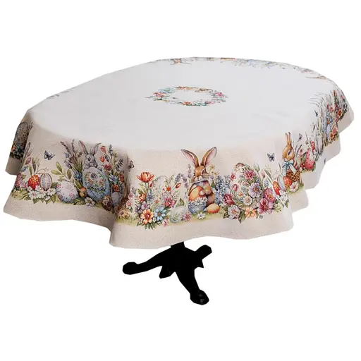 Скатерть Прованс Соцветие гобелен овальная 136х180 см (44106) - фото 1