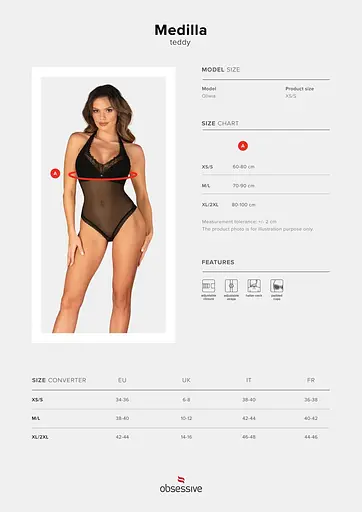 Боді Obsessive Medilla teddy XL/2XL - фото 5