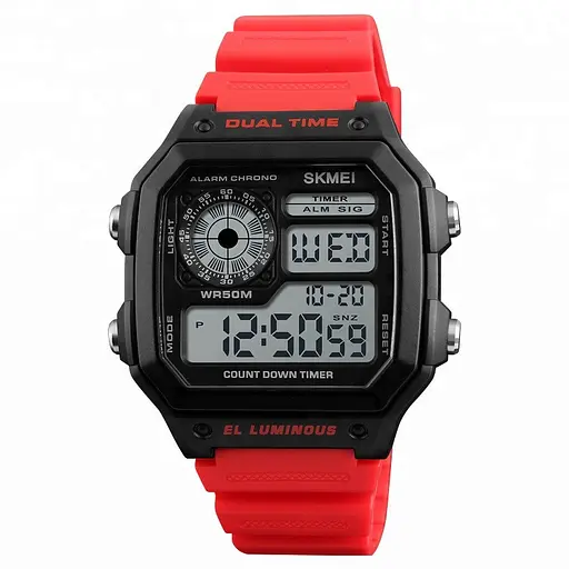 Годинник спортивний Skmei 1299 водостійкий чорний з червоним (IBW874BR) - фото 6