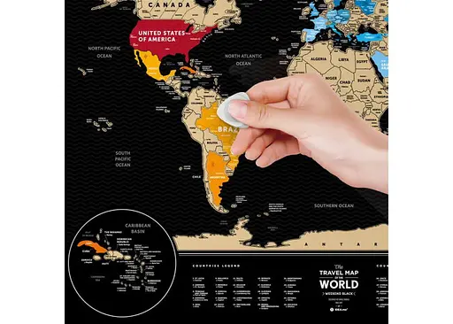 Скретч карта мира 1DEA.me Travel Map Weekend Black World (gold) (англ.) (13072) - фото 5