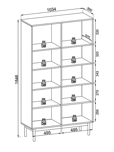 Стеллаж Perfect Home Джапанди / Japandi R104 2-дверный Кашемир (PFH-091471) - фото 3