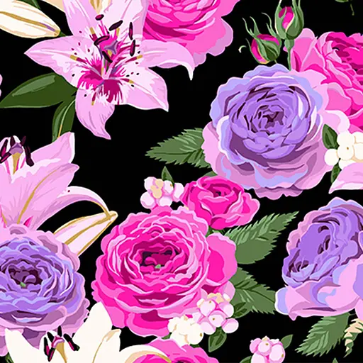 Набор для росписи Strateg Цветочная фантазия на черном фоне 40х40 см (AV4040-84) - фото 1