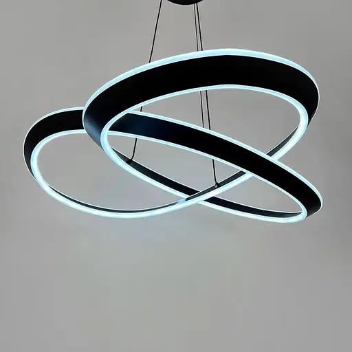 Підвісна кільцева люстра в переплетеному чорному корпусі 63х20 см | Line F | Арт. MJ319-600 BK - фото 6