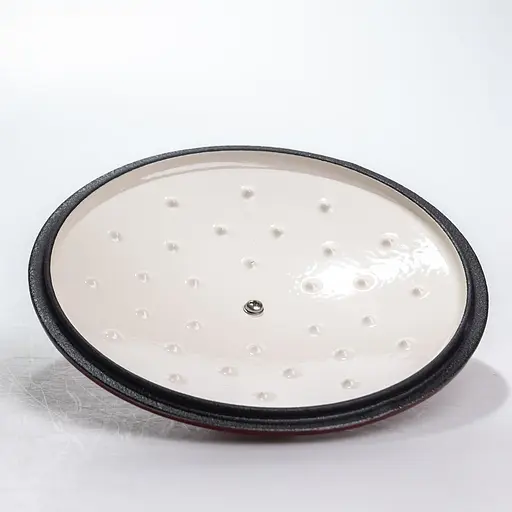 Кастрюля чугунная 2.5 л эмалированная с крышкой посуда для тушения запекания кухонная томония Красный Premium Cookware HP-1-14-RED - фото 6