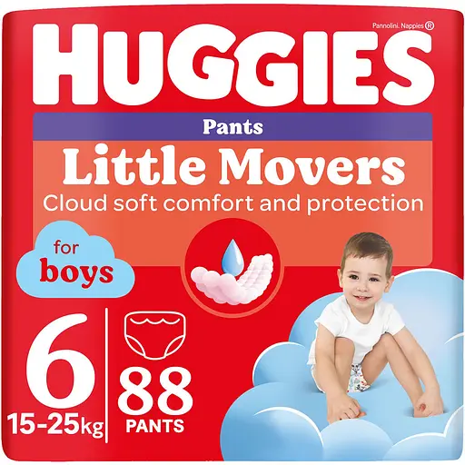 Уцінка. Набір підгузки-трусики для хлопчиків Huggies Pants Little Movers 6 (15-25 кг) 88 шт. - фото 1