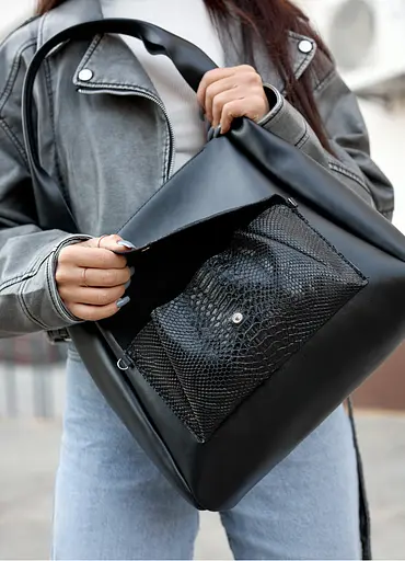 Женская сумка Sambag HOBO BLISS Черная 34 х 31 х 12 см (53453070) - фото 7