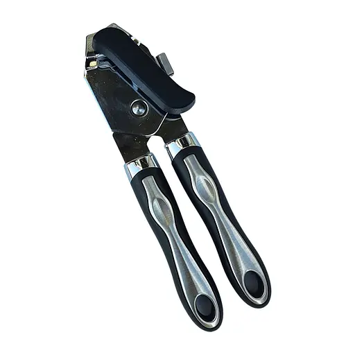 Консервный нож открывалка для консерв консервооткрыватель нержавеющая сталь пластик 21 см, Kitchen Master Черный 84397 - фото 3