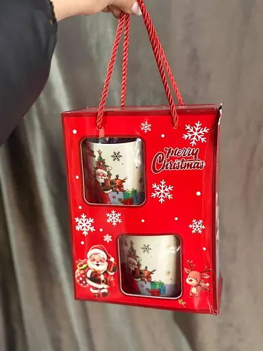 Набор новогодний С Рождеством керамическая Чашка 2 шт и ложечка 2 шт 200 мл Красный - фото 4