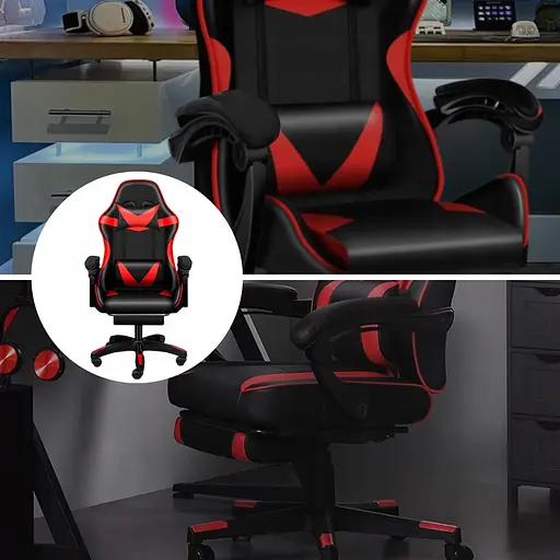 Кресло геймерское Care Life с подставкой для ног Red/Black (CF-301) - фото 10